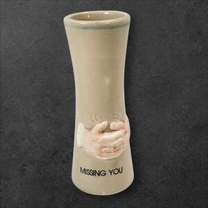 Vintage 1979 Enesco “Missing You” Bud Vase Candle Holder Japan Ceramic Hands